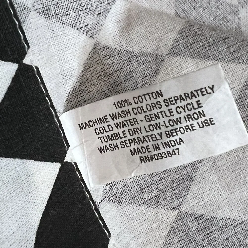 Black White Check Diamond Table Runner Cotton Halloween 106